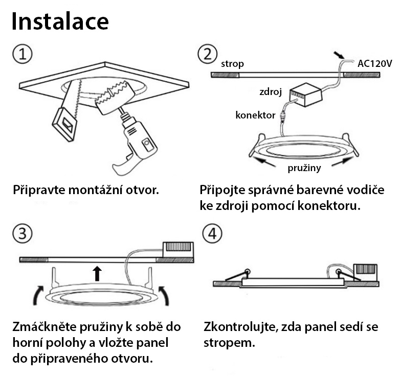 Stmívatelný bílý kruhový vestavný LED panel 600mm 48W teplá bílá