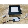 Černý vestavný LED panel 12W čtverec 170x170mm denní bílá